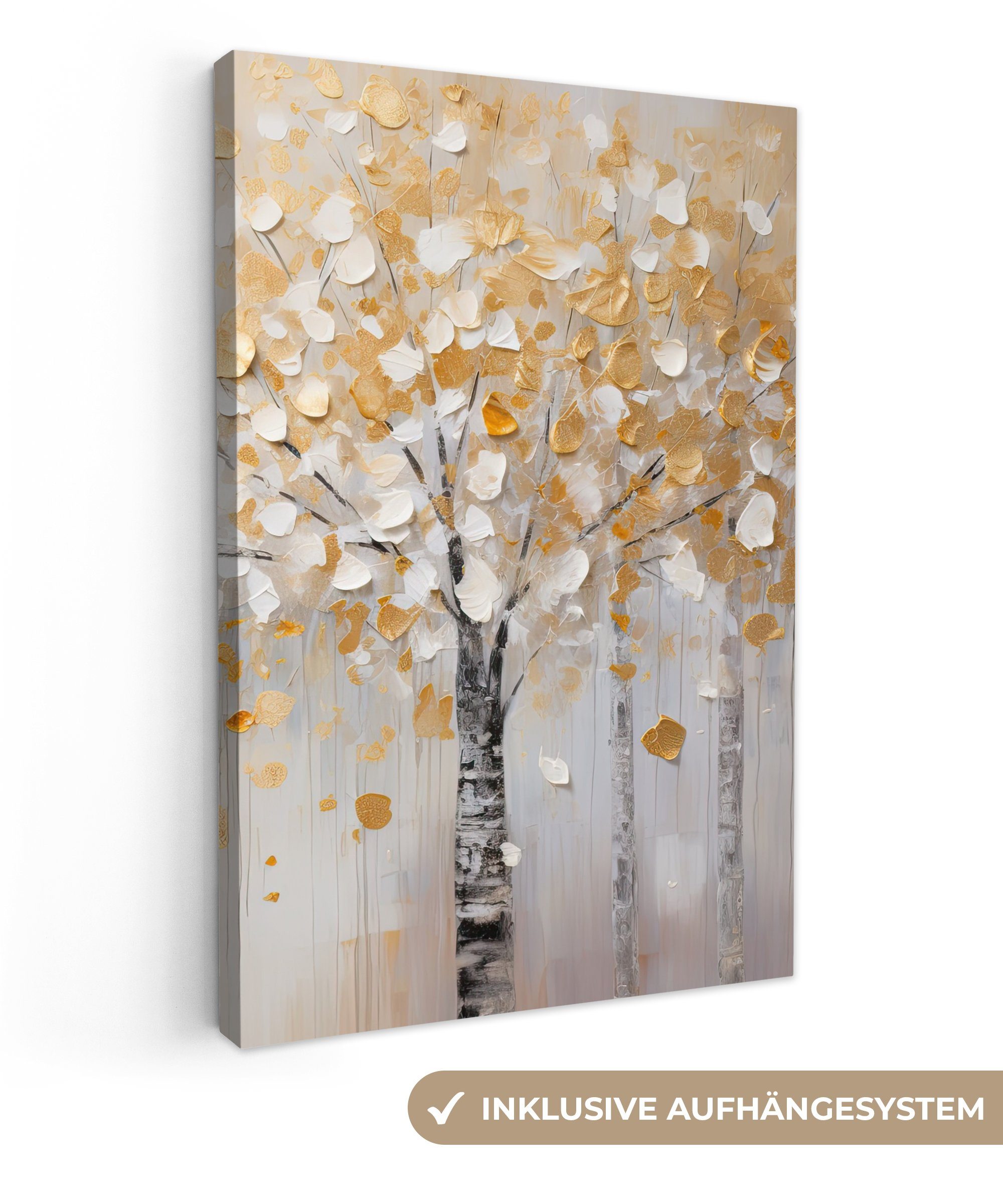 OneMillionCanvasses® Leinwandbild Bäume - Aquarell - Kunst - Natur, (1 St), Wandbild für alle Wohnbereiche, Gemälde, XXL, großes, 80x120 cm