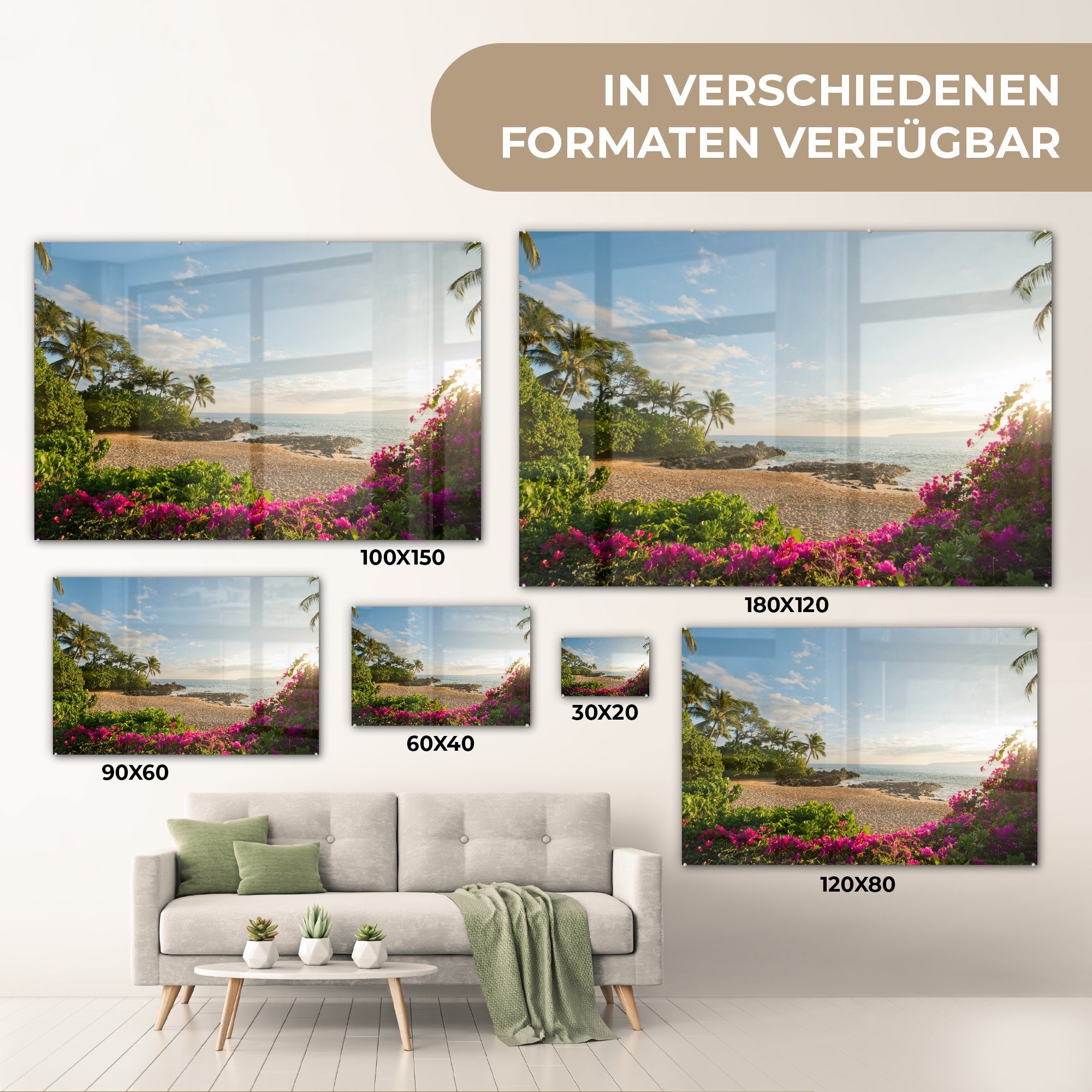 an Acrylglasbilder Schlafzimmer Acrylglasbild St), Wohnzimmer (1 der Strand MuchoWow Küste, &