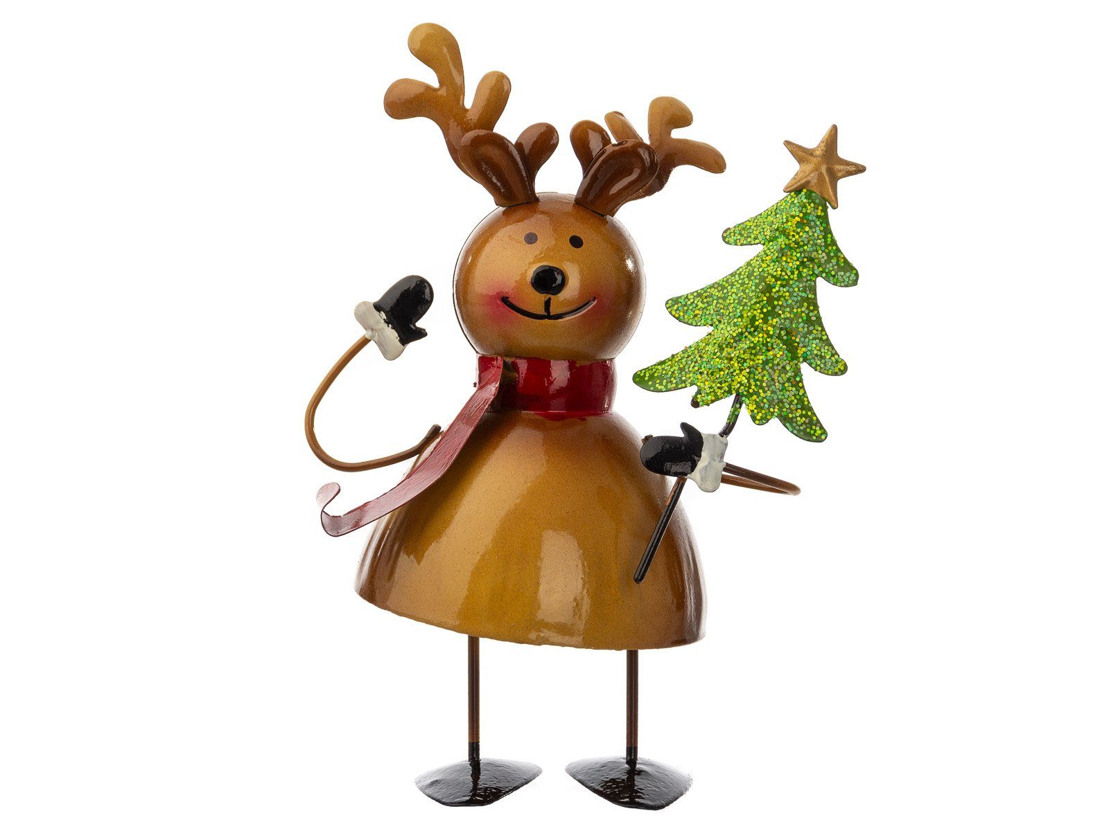 (1 braun Schwungfedern LIVING Weihnachtsfigur aus 24964 St), Metall NOOR Wackelfigur Weihnachten