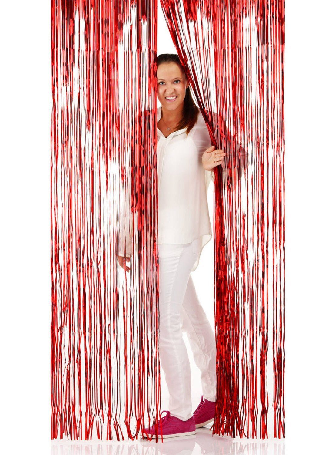 Folat Hängedekoration Türvorhang rot-metallic, Klassische Raumdeko aus Lametta für Geburtstage, Feste oder Karneval