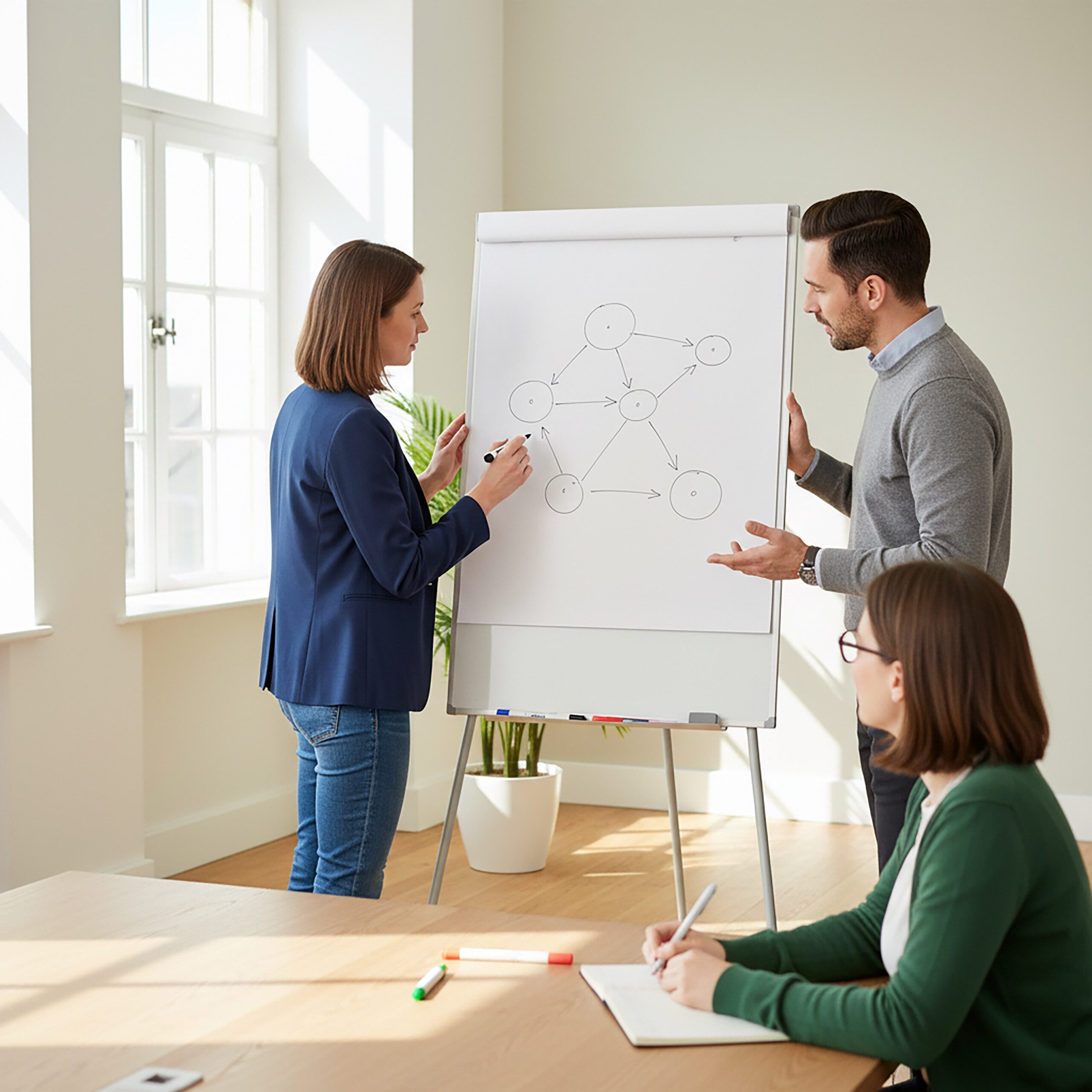 relaxdays Magnettafel Flipchart Whiteboard 100x70 cm 2 Arme, weiß