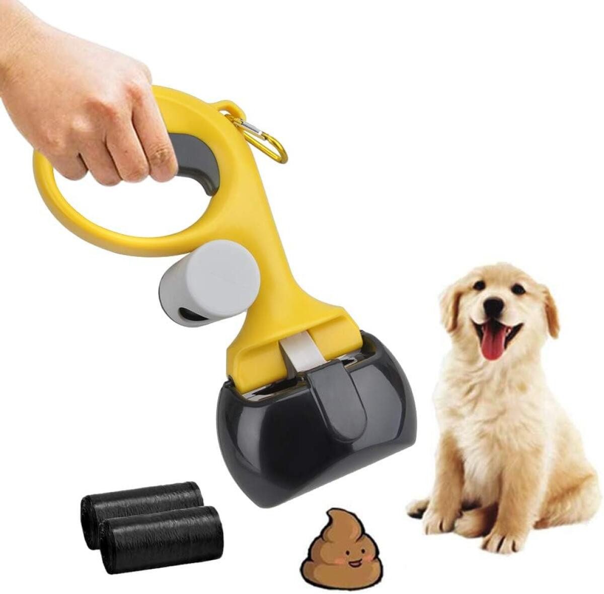 FELIXLEO Kneifzange Hundekotgreifer Tragbar Pooper Scooper mit Beutel Katzen Hunde, 1-tlg.