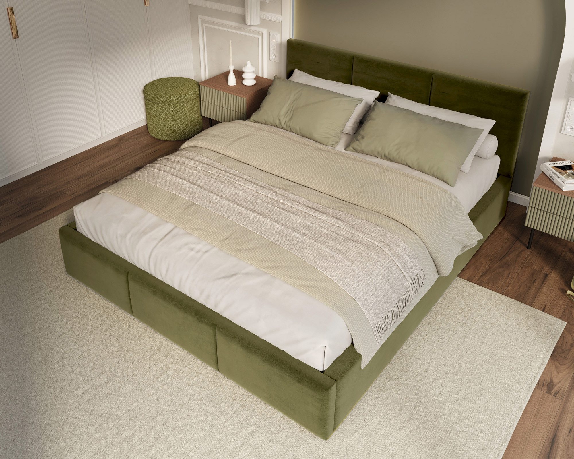 thematys Polsterbett mit Bettkasten & Lattenrost + viel Stauraum 120 – 180x200cm - Samt (Optional mit 23cm Taschenfederkern-Matratze H2 - hydraulisches Stauraumbett)