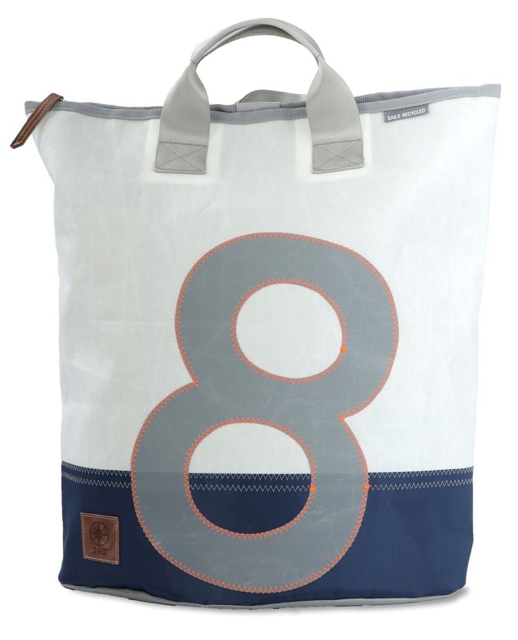 360Grad Tagesrucksack Rucksack Tasche Ketsch Mini, Weiss Blau Grau, recyceltes Segeltuch