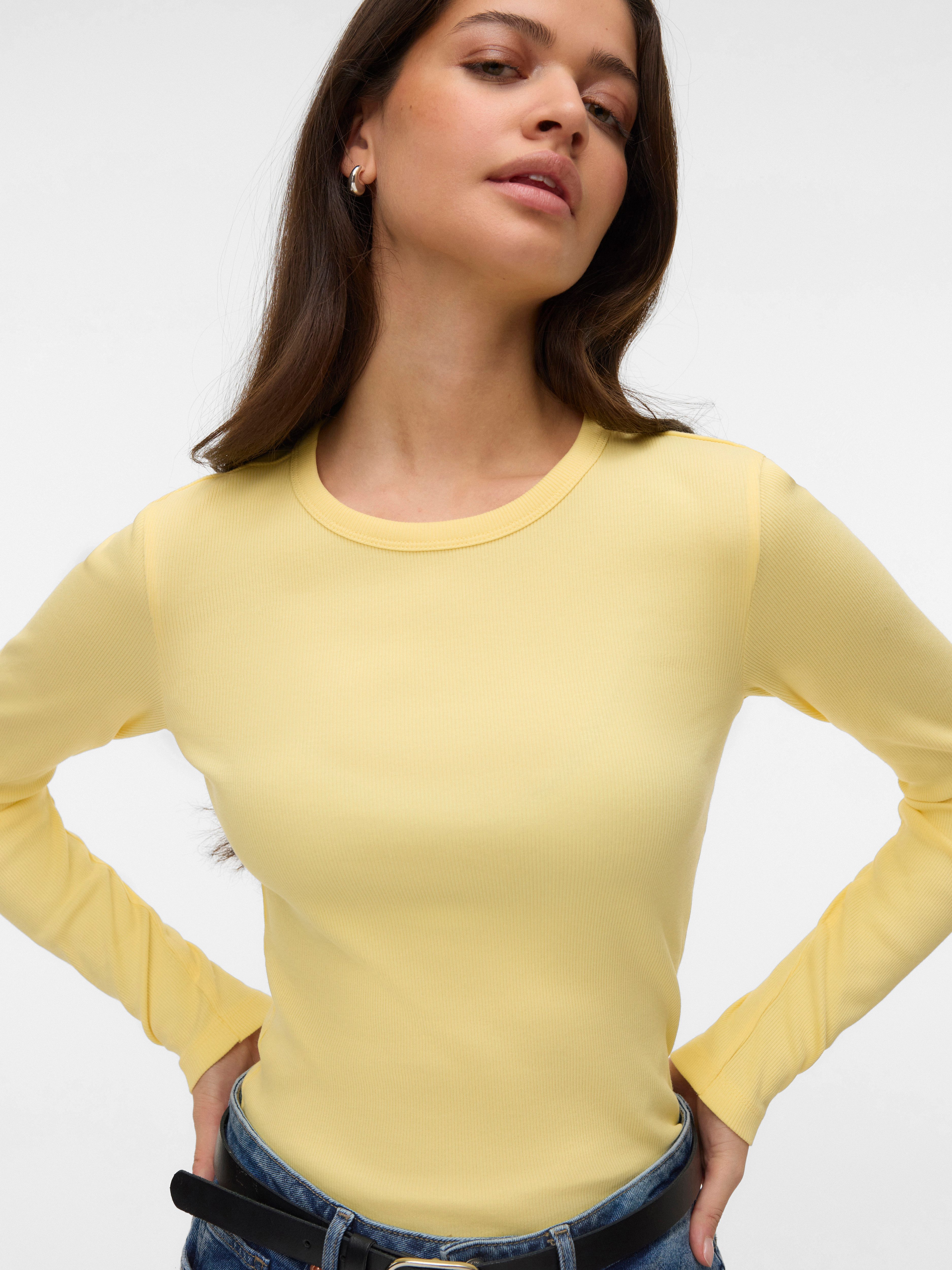 Vero Moda Langarmshirt VMCHLOE LS SHORT TOP JRS NOOS Baumwollmischung günstig online kaufen