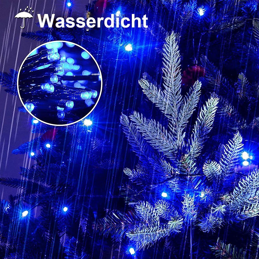 5-10M Blau 8 Modi,mit Lichterkette LED LED-Lichterkette Fernbedienung Weihnachtsbaum LEDs 50-100 Wasserdicht, Vorhang Light, Rosnek