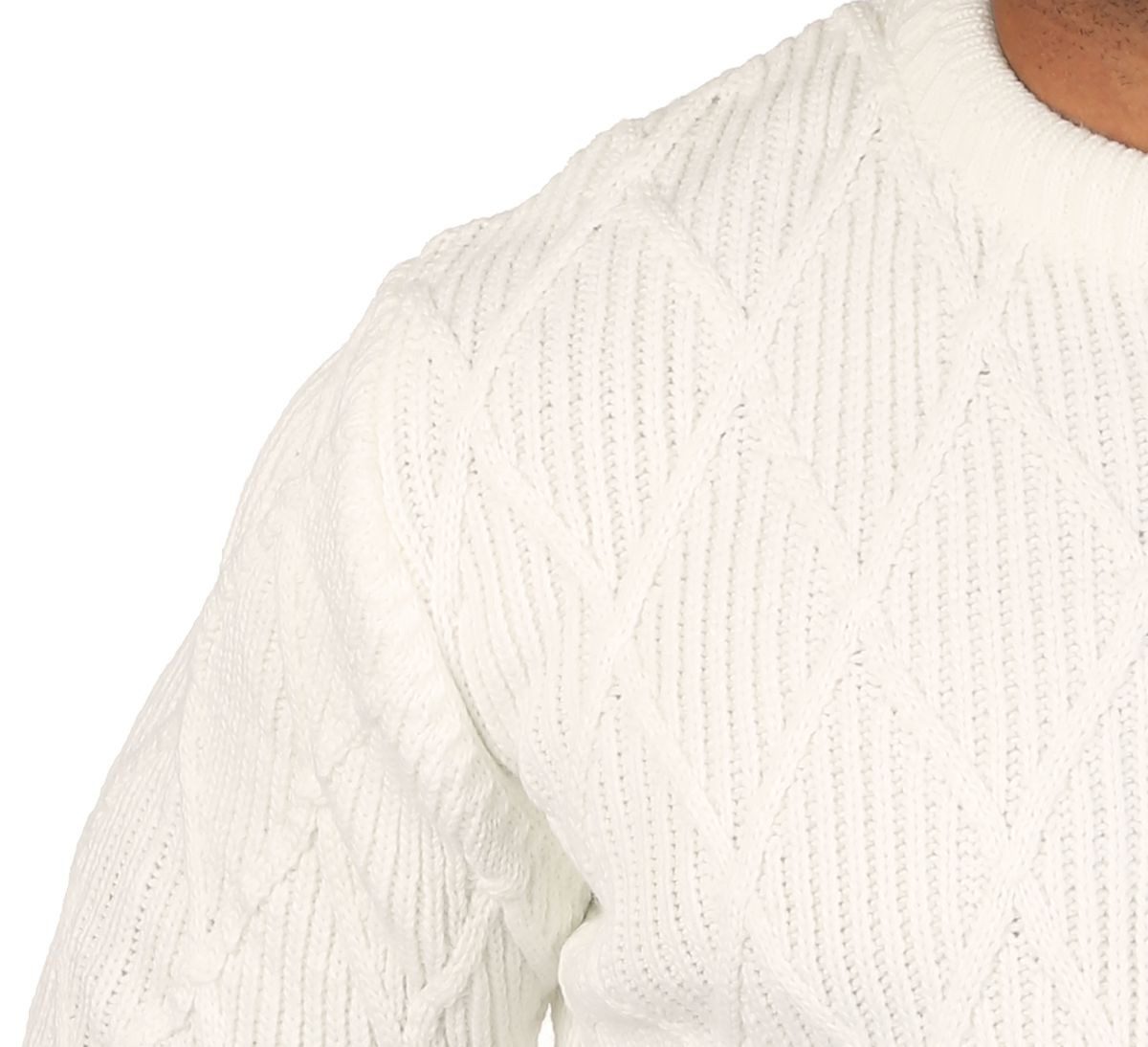 CARISMA Strickpullover Herren mit Rauten Karo retro Strickmuster Uni Rundhals 7824