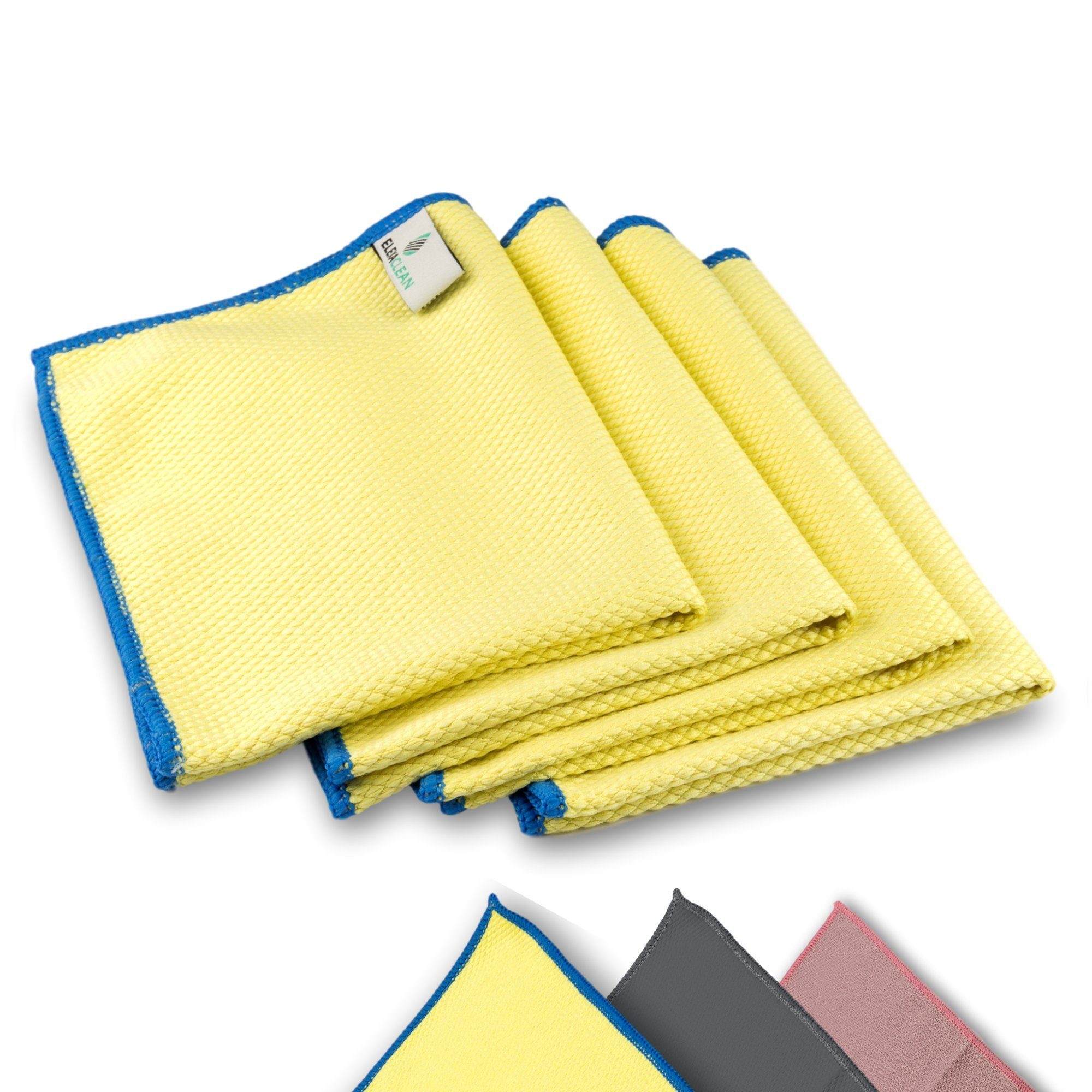ELEXACLEAN Mikrofaser Fenstertücher Reinigungstücher (80% Polyester, 20% Polyamid (Mikrofaser), 30x40 cm, Set, 4-tlg., 40x30 cm, streifenfrei, fusselfrei, reinigt nur mit Wasser, ULTRA CLEAR compact)