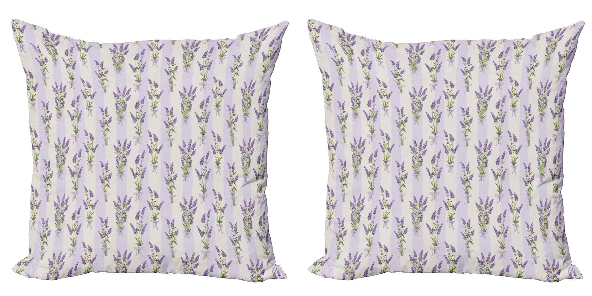 Kissenbezüge Modern Accent Doppelseitiger Digitaldruck, Stück), Lavendel und Blumen Streifen (2 Abakuhaus