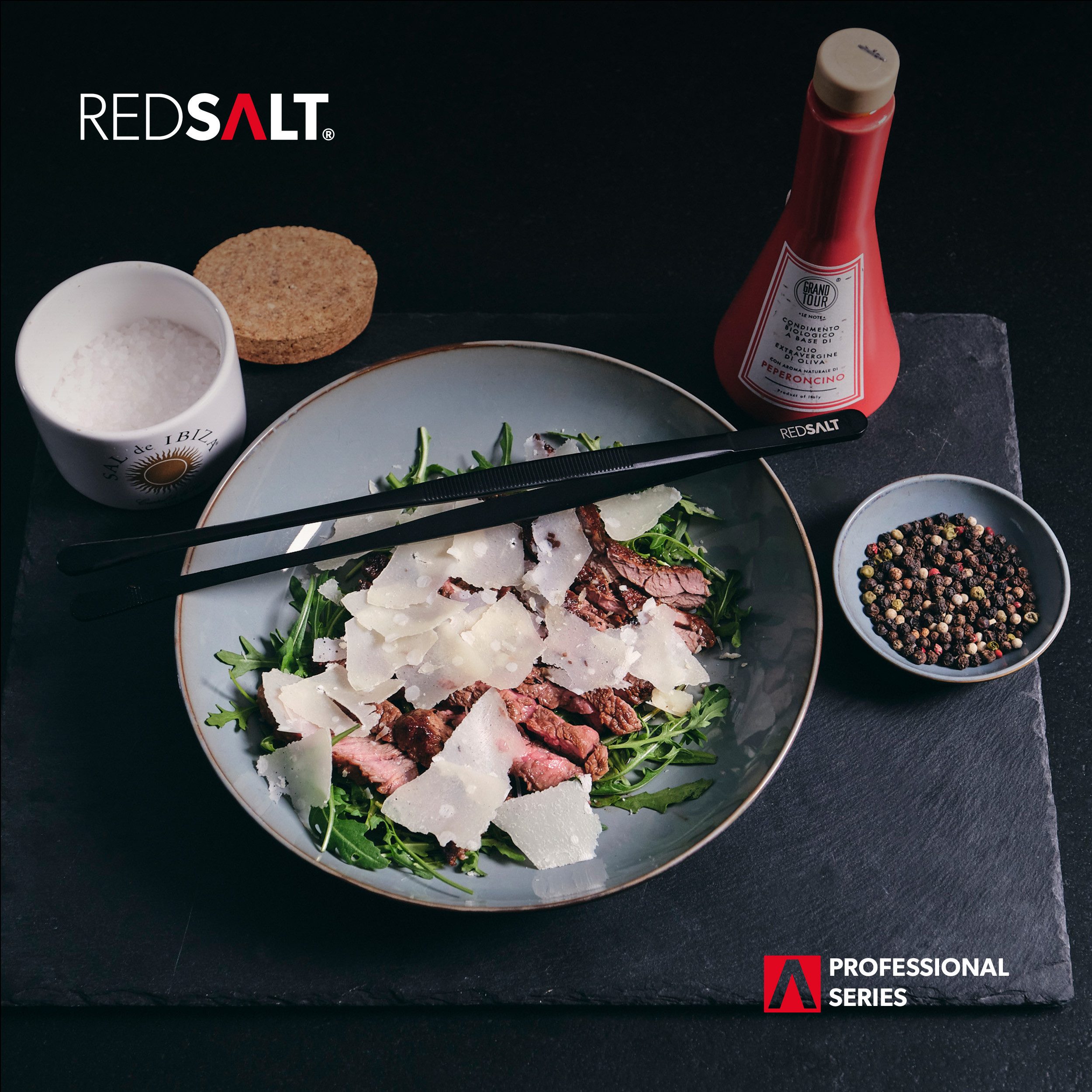 REDSALT® Kochpinzette Black Edition 2er Set Fein & Breit PVD-Plasmabeschichtung, INOX 18/10 Edelstahl Goldstandard 1.4301 – Bild 4 von 5