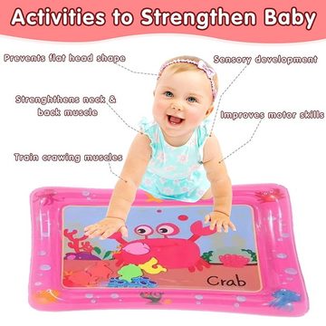 LA CUTE Spielmatte XXL Baby Wassermatte Babykrabbe – Aufblasbares Sensorisches Spielzeug (Baby Wasserspielmatte Set, 1x Wasserspielmatte für Babys), Aufblasbare Wasserspielmatte für Babys mit bunten Wassertieren