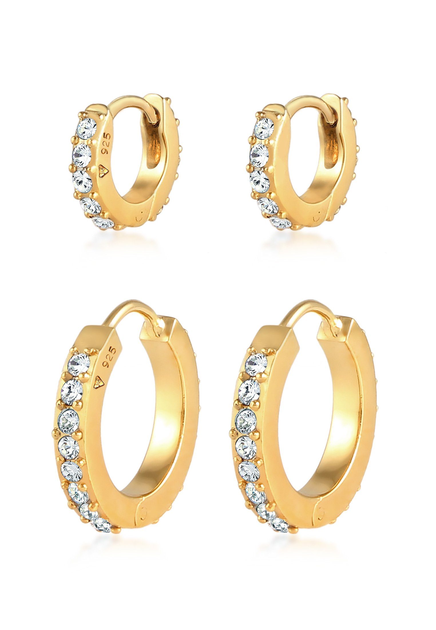 Elli Paar Creolen Creolen 2er Set 925 Silber, mit Kristallen von Swarovski®