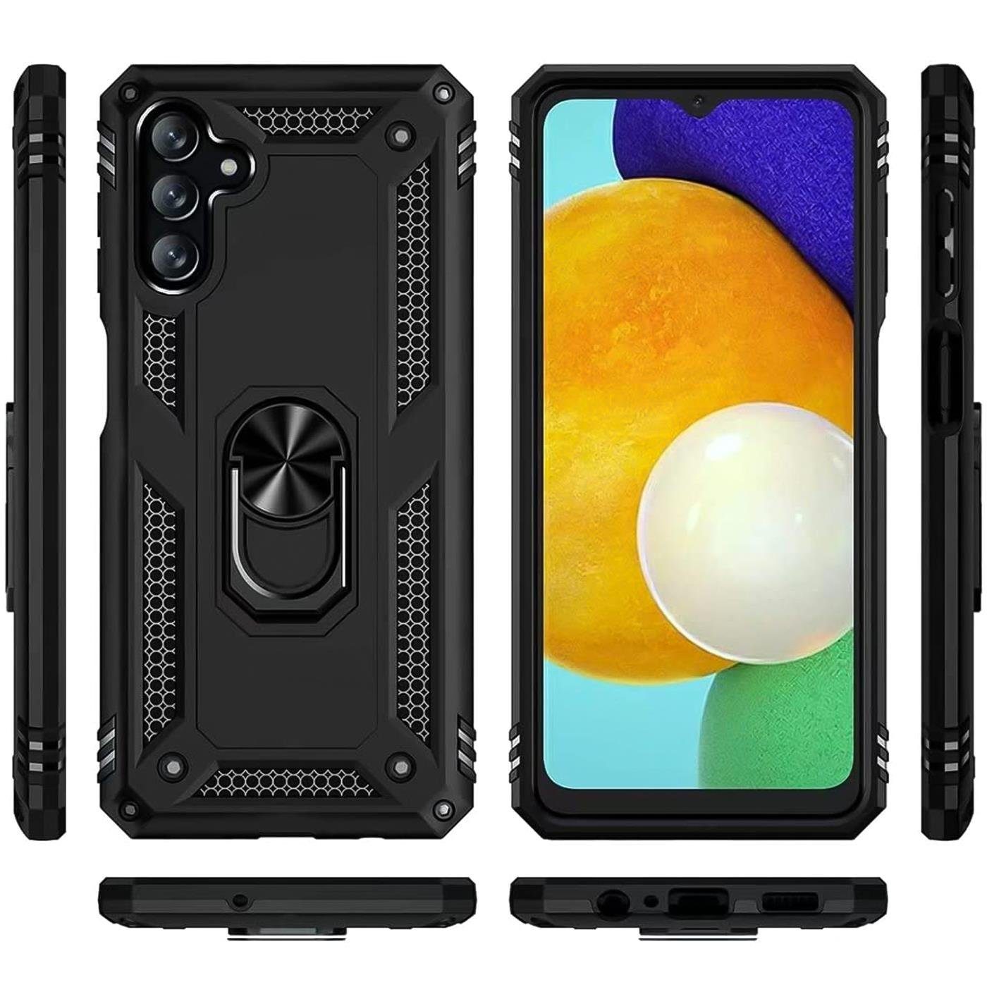 CoolGadget Handyhülle Schwarz als 2in1 Schutz Cover Set für das Samsung Galaxy A04s 6,5 Zoll, 2x Glas Display Schutz Folie + 1x TPU Case Hülle für Galaxy A04s