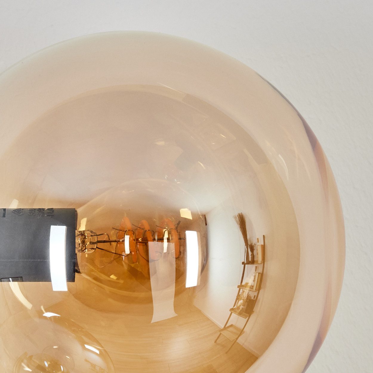 hofstein Wandleuchte Wandlampe aus Metall/Glas in Schwarz/Gold-/Bernsteinfarben, moderne Wandleuchte im Retro/Vintage-Design (Schirme 15 cm), E14