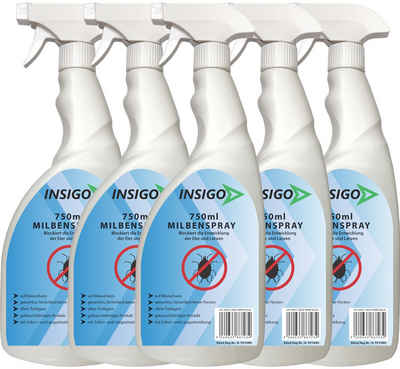 INSIGO Insektenspray Anti Milben-Spray Milben-Mittel Ungezieferspray, 3.75 l, auf Wasserbasis, geruchsarm, brennt / ätzt nicht, mit Langzeitwirkung