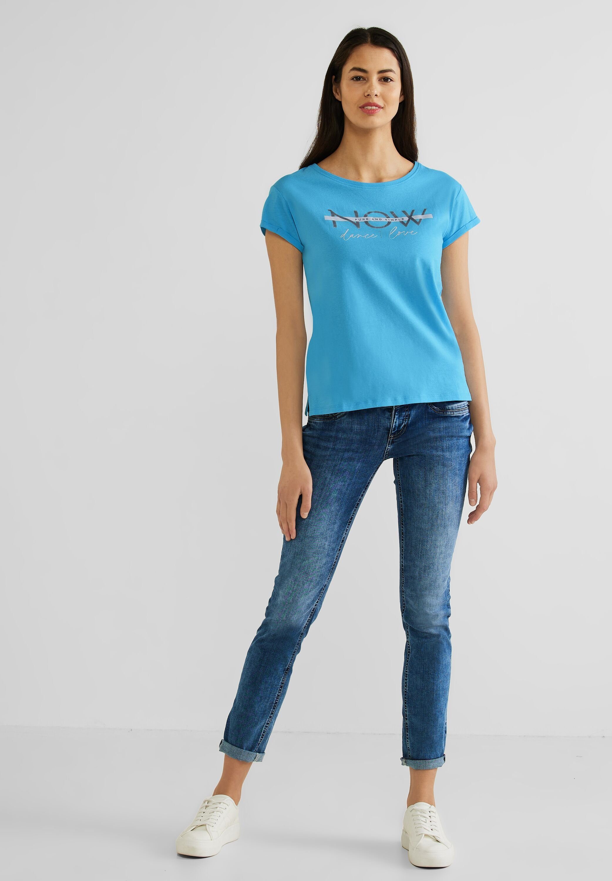 STREET ONE T-Shirt aus reiner splash blue Baumwolle