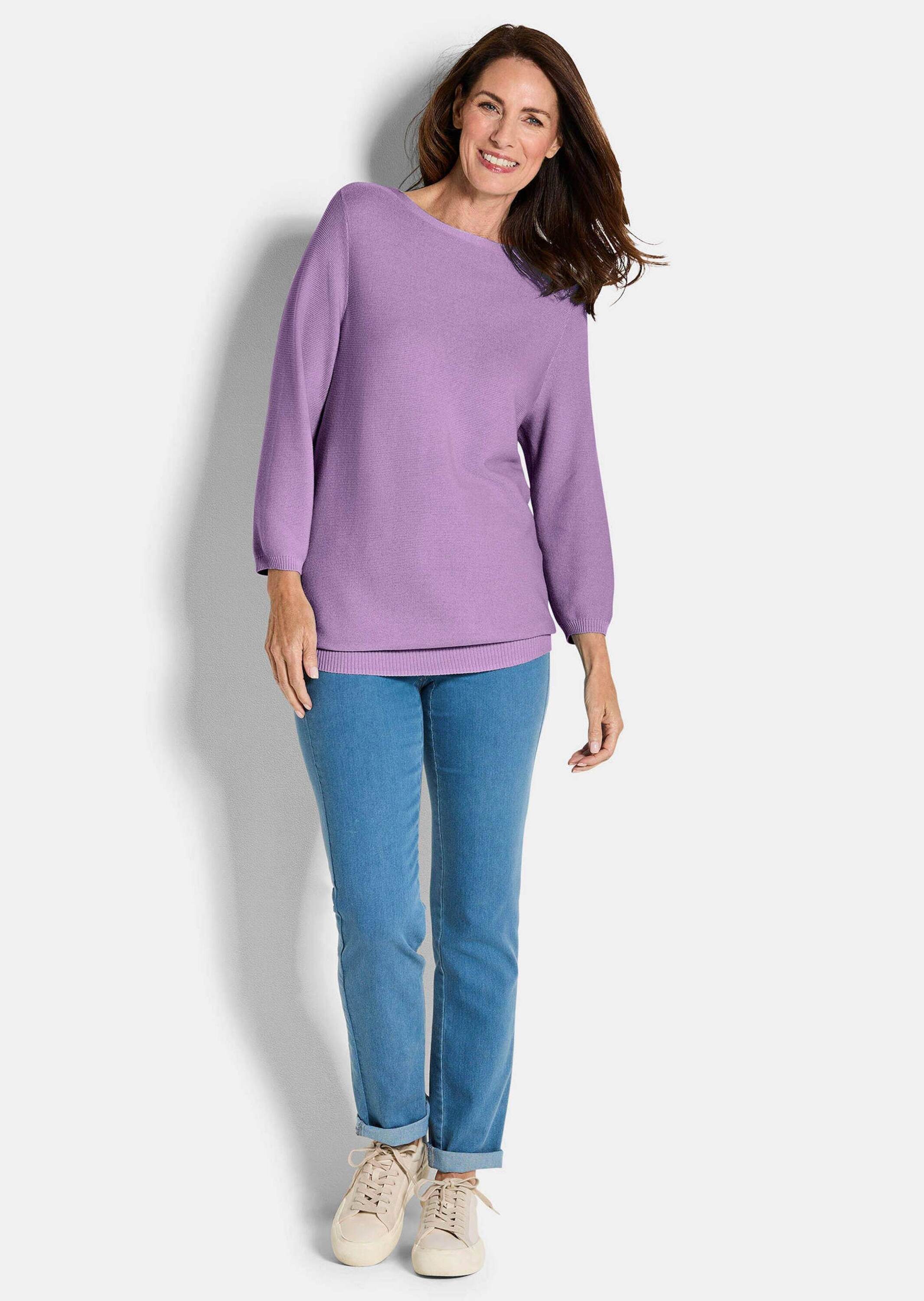 GOLDNER Strickpullover Kurzgröße: Eleganter Baumwollpullover, Halbarm günstig online kaufen