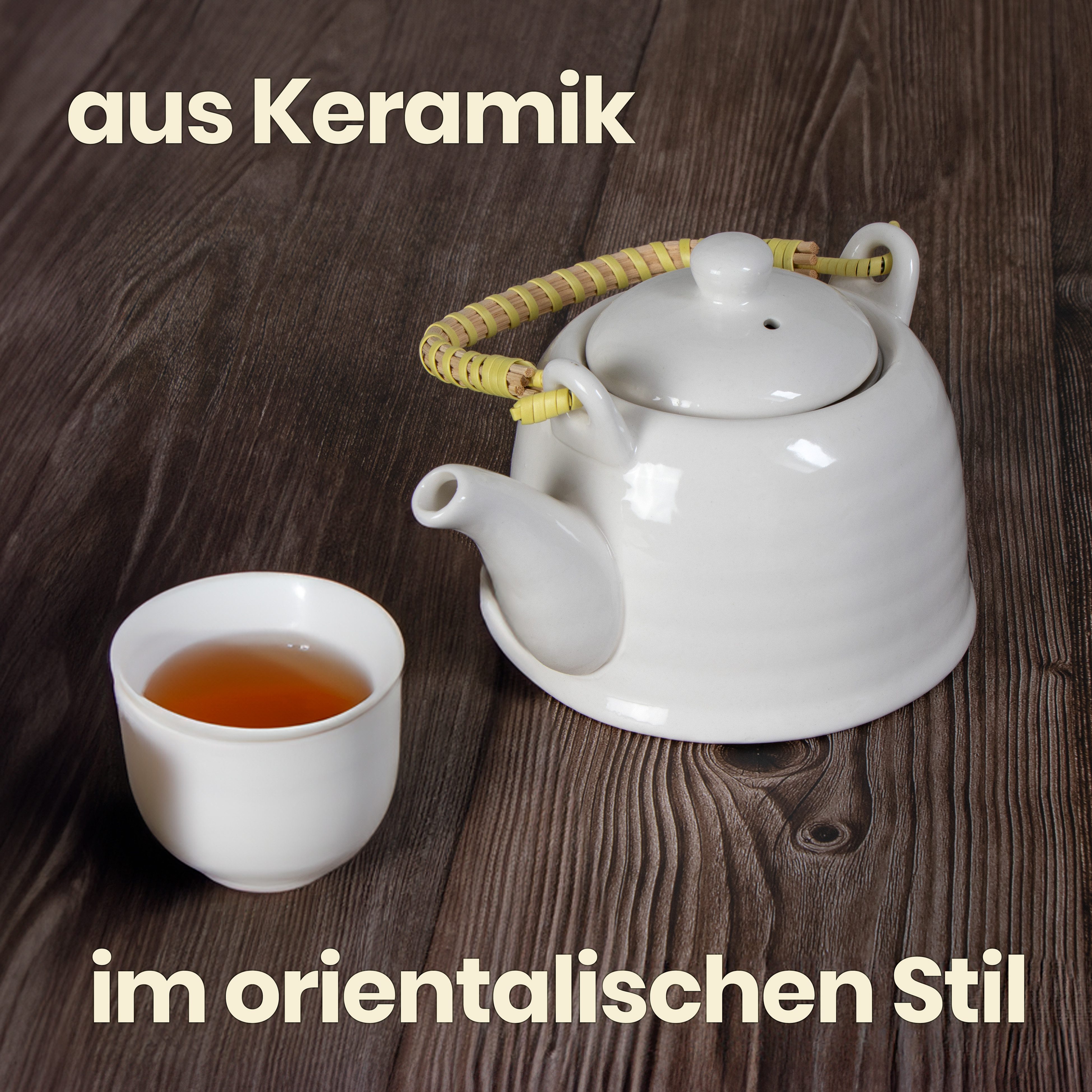 KVOTA Teekanne aus Keramik Teebereiter mit Sieb Teekessel mit Siebeinsatz Weiß 600ml, 0.6 l, hochwertige Keramik, Edelstahl-Sieb – Bild 3 von 5