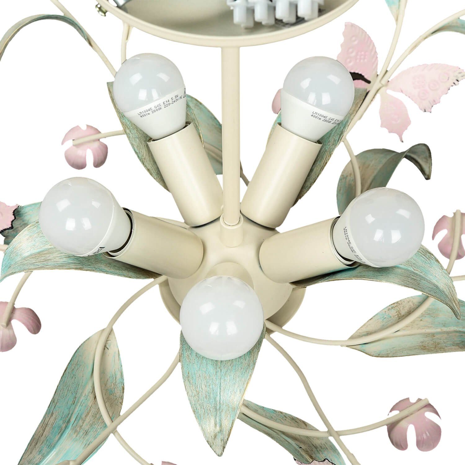 Weiß Deckenleuchte Deckenlampe Floral Romantisch Licht-Erlebnisse Rosa SUMMER, Leuchtmittel, Schlafzimmer ohne