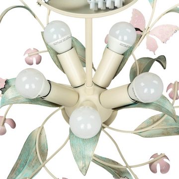 Licht-Erlebnisse Deckenleuchte SUMMER, ohne Leuchtmittel, Deckenlampe Weiß Rosa Floral Romantisch Schlafzimmer