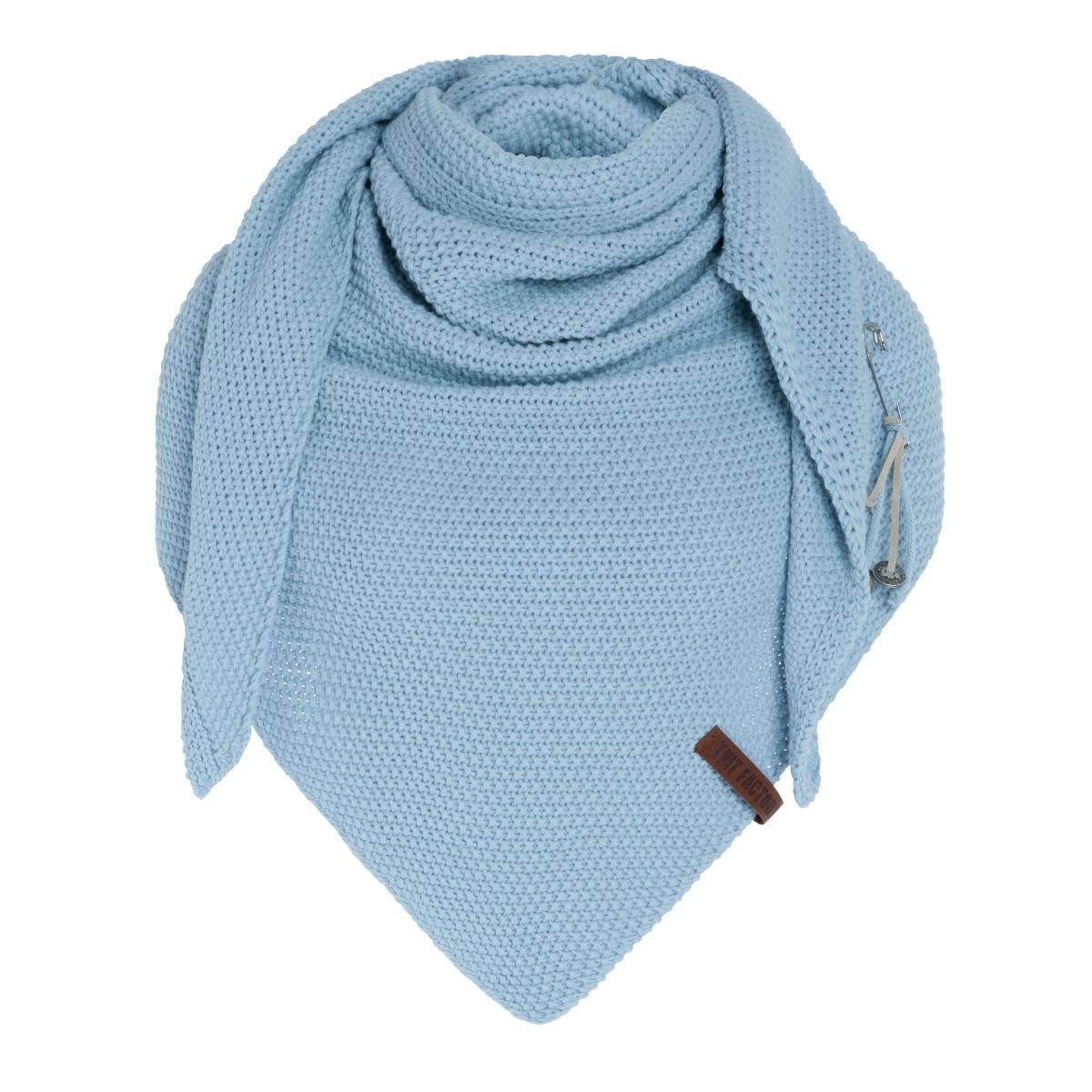 Knit Factory Tuch Schal 190x85 (1-St), Strickware Umhängetuch Hellblau, Schal Coco Strickschal Dreiecksschals Celeste Glatt cm