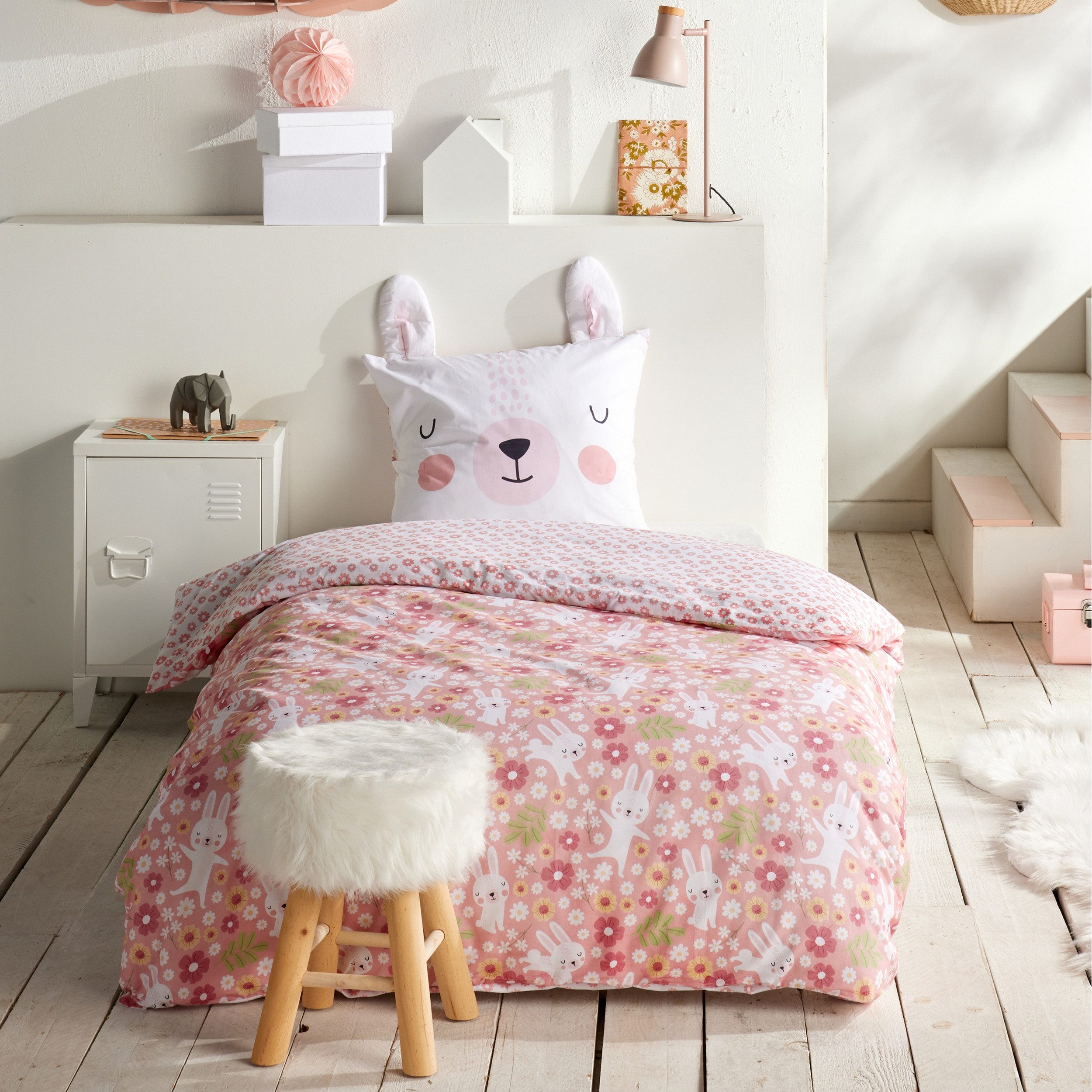 Familando Kinderbettwäsche Hase Häschen 135x200 80x80 cm aus 100% Baumwolle günstig online kaufen