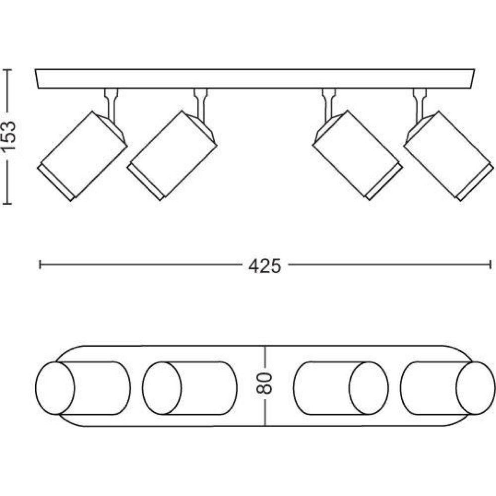 in LED, LED Spot Fugato White 4x Bluetooth Deckenstrahler, Angabe, Aufbaustrahler warmweiss, Leuchtmittel keine Hue 1400lm, Weiß Philips Deckenspot, Color 5,7W Ja, enthalten: Ambiance Deckenstrahler &