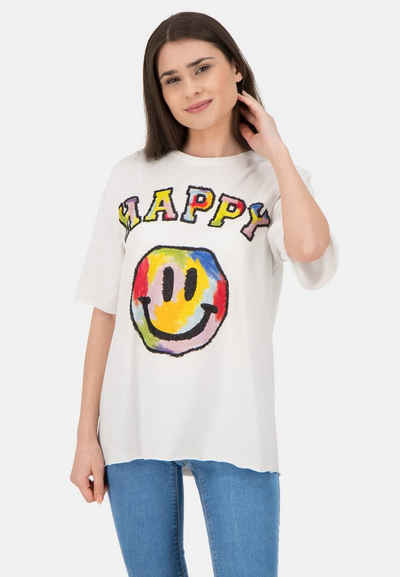 Frogbox T-Shirt »mit "HAPPY"-Schriftzug« mit Pailletten