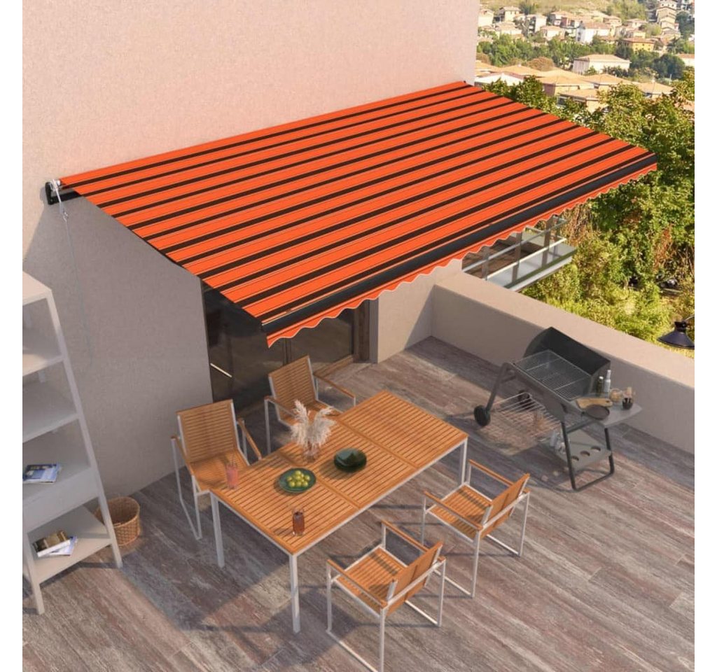 Thumbnail - furnicato Markise Automatisch Einziehbar 600x350 cm Orange und Braun (1-St)