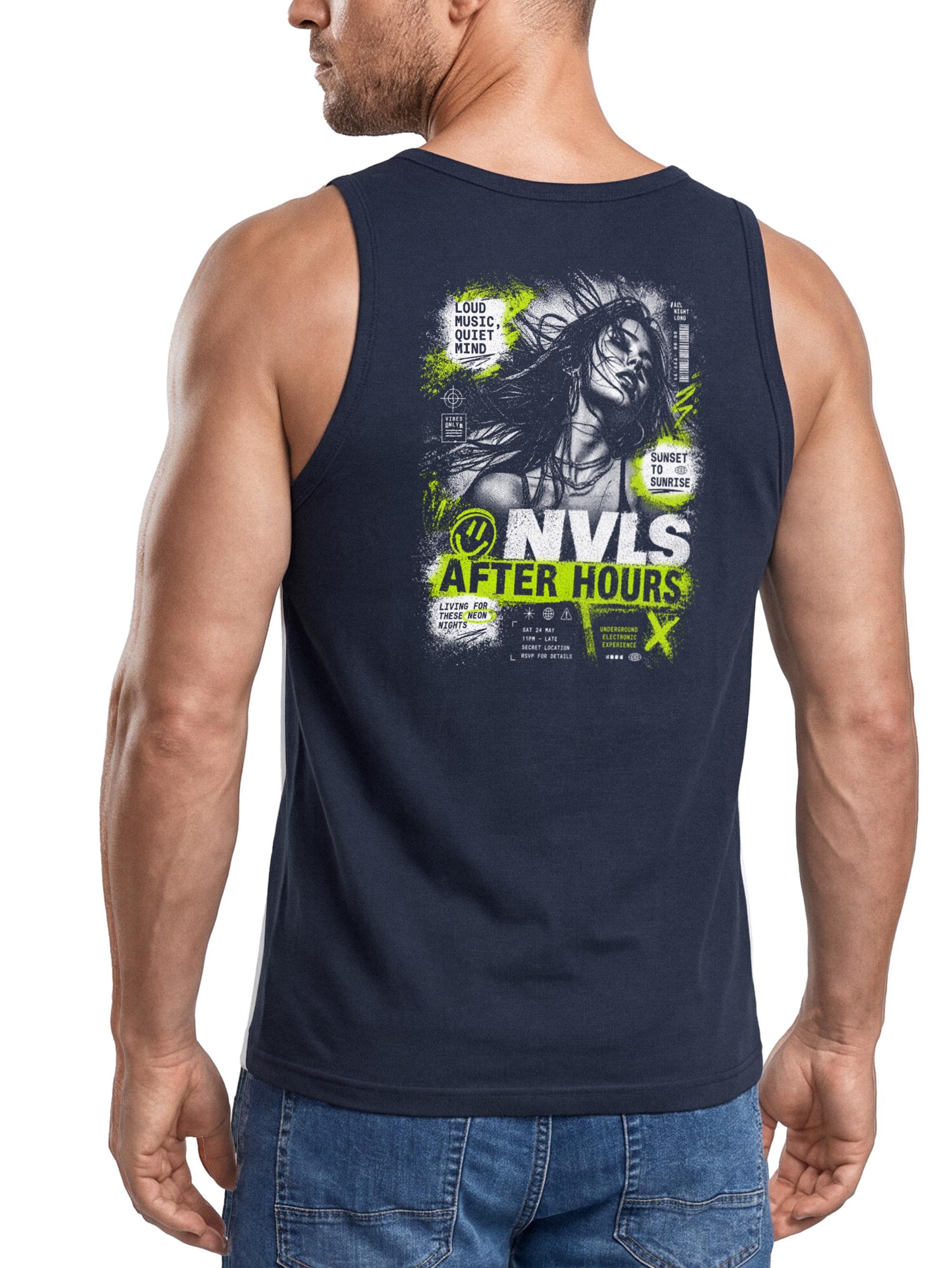Neverless Tanktop Tanktop Herren mit Grafik-Print - Design NVLS After Hours - mit Print