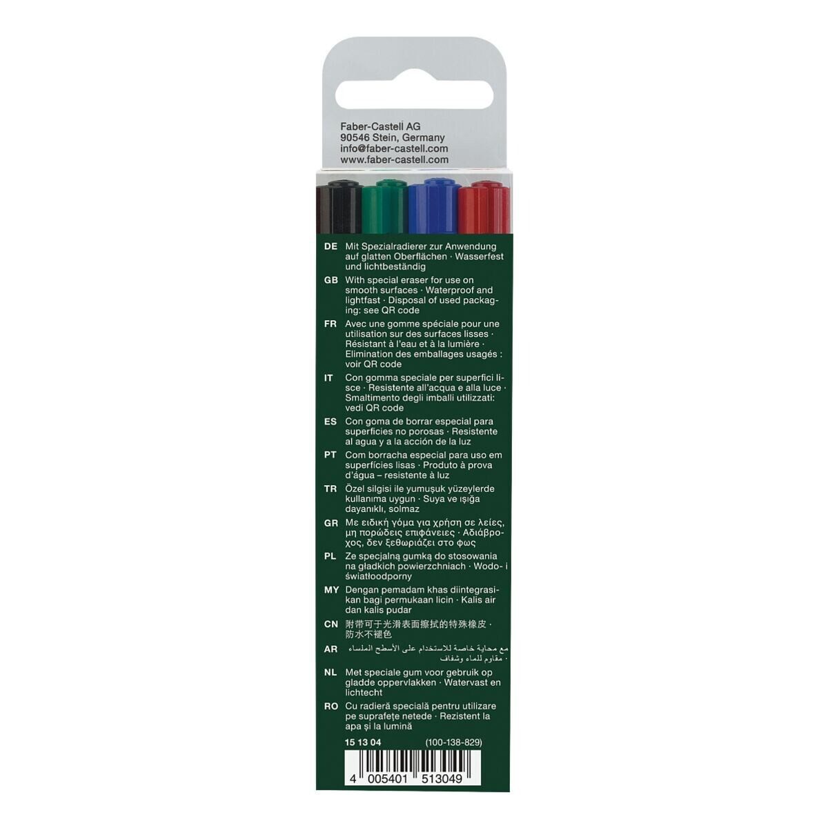 Faber-Castell Permanentmarker Multimark 1513 F, (4-tlg), korrigierbar