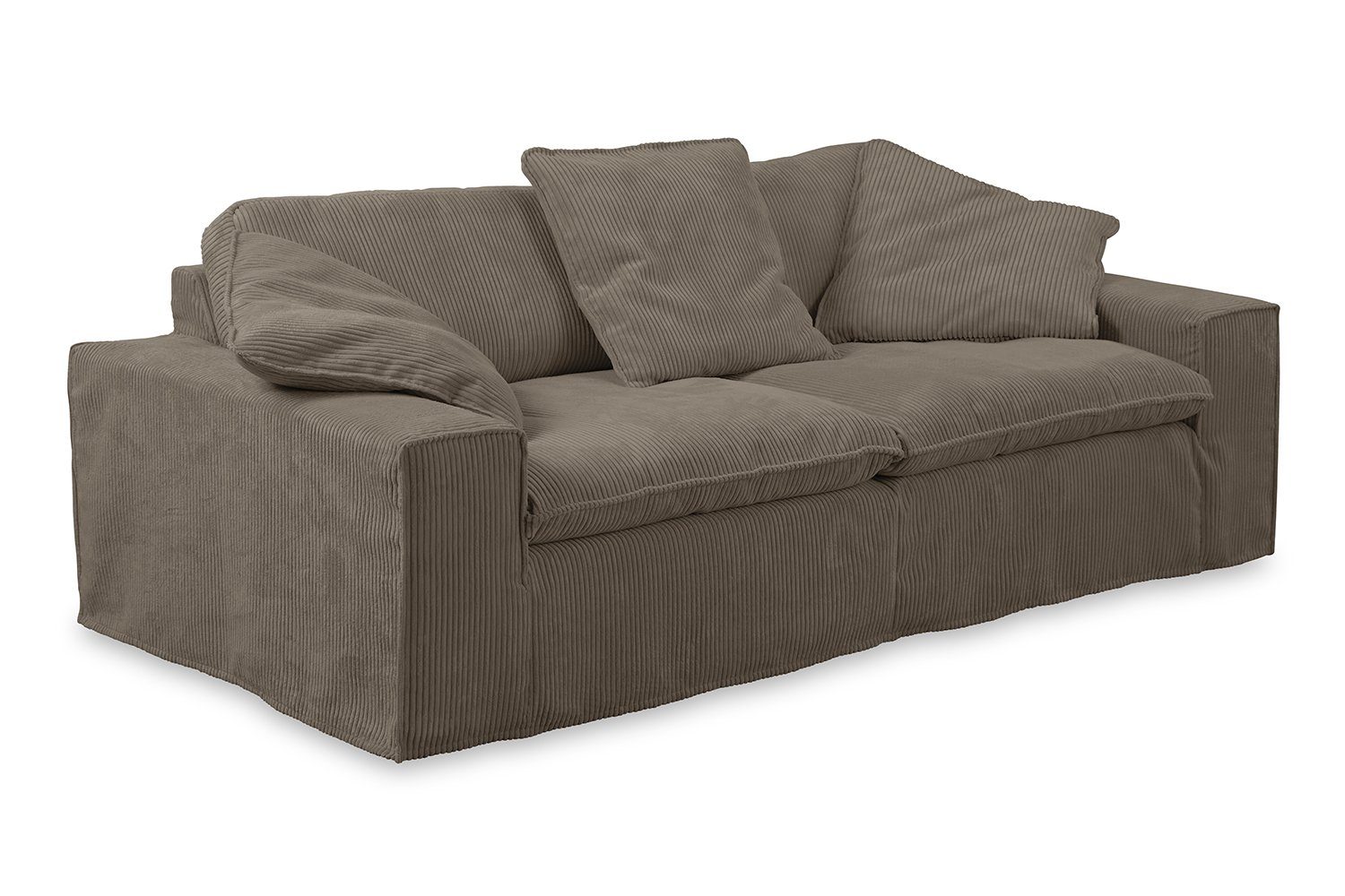 KAWOLA 3-Sitzer Farben Bezug graubraun Breiten versch. Cord Sofa abziehbar, graubraun NETTA, versch. und 