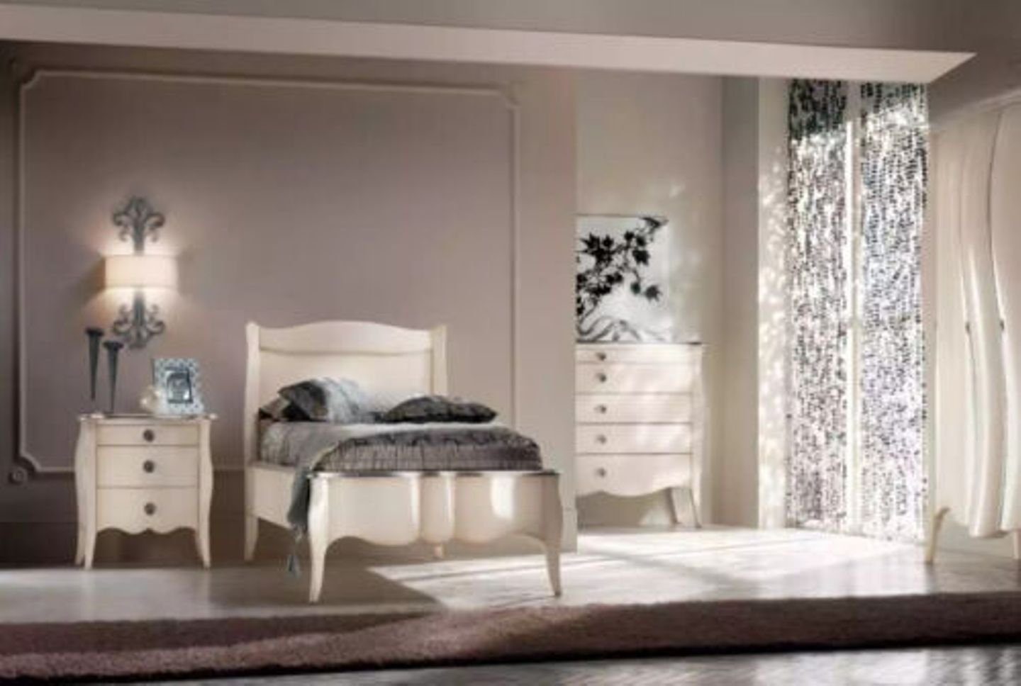 Neu, Schlafzimmer in + Bett Nachttisch Schlafzimmer-Set Bett tlg. Italy Kommode Design JVmoebel Kommode), 3 (3-St., Set + Nachttisch Made