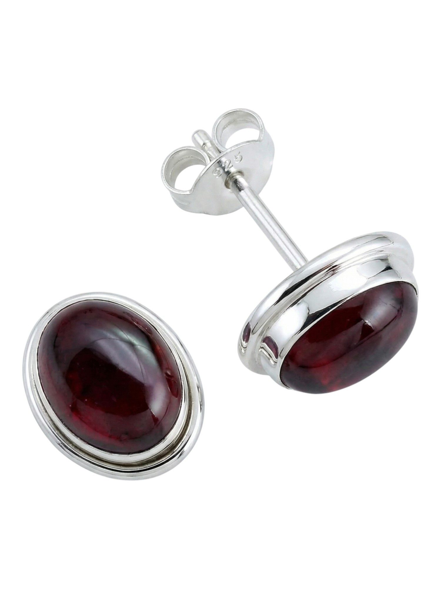 Paar Ohrstecker SARALA oval groß aus 925 Silber mit Granat
