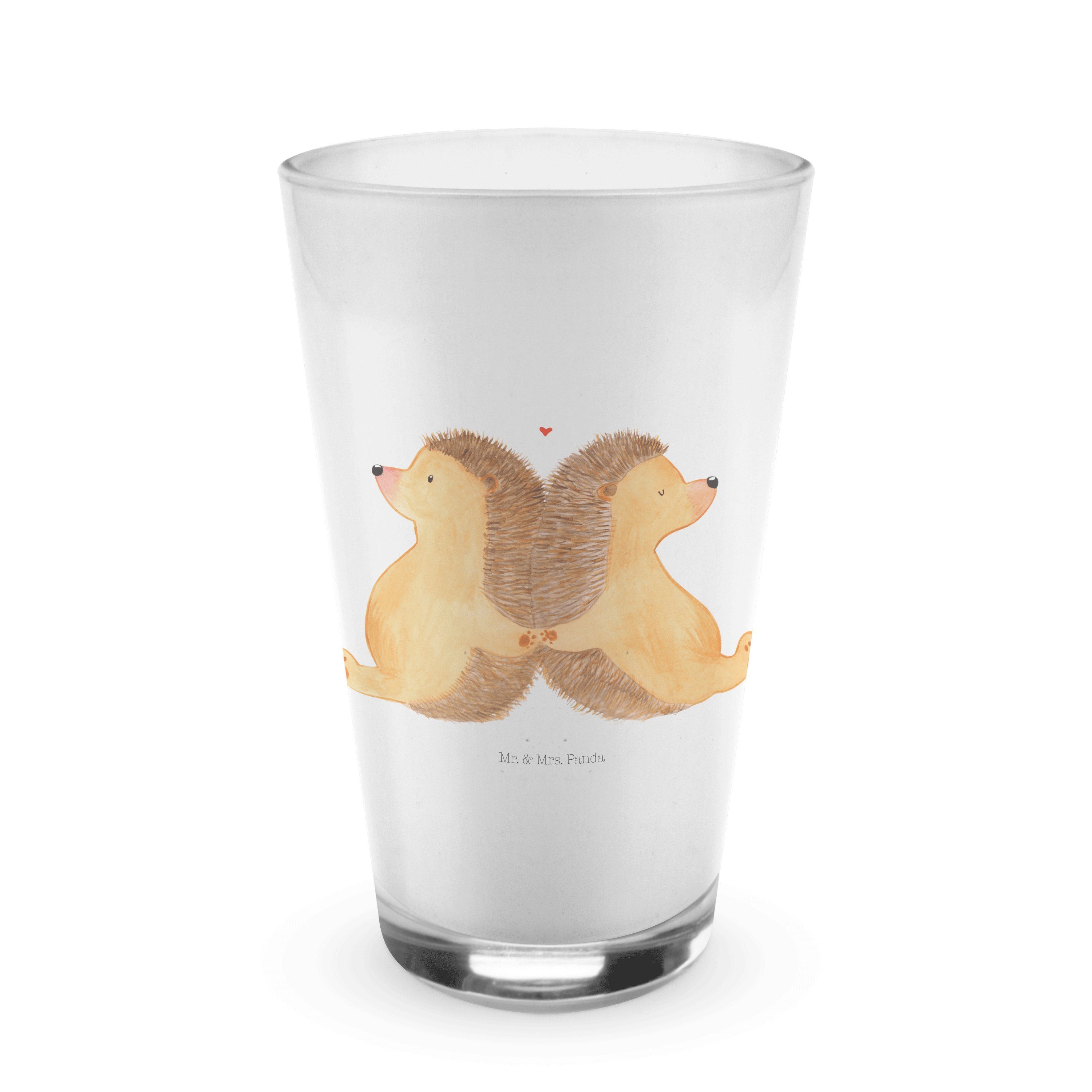 Mr. & Mrs. Panda Glas Igel händchenhaltend - Transparent - Geschenk, Freundin, große Liebe, Premium Glas | Gläser