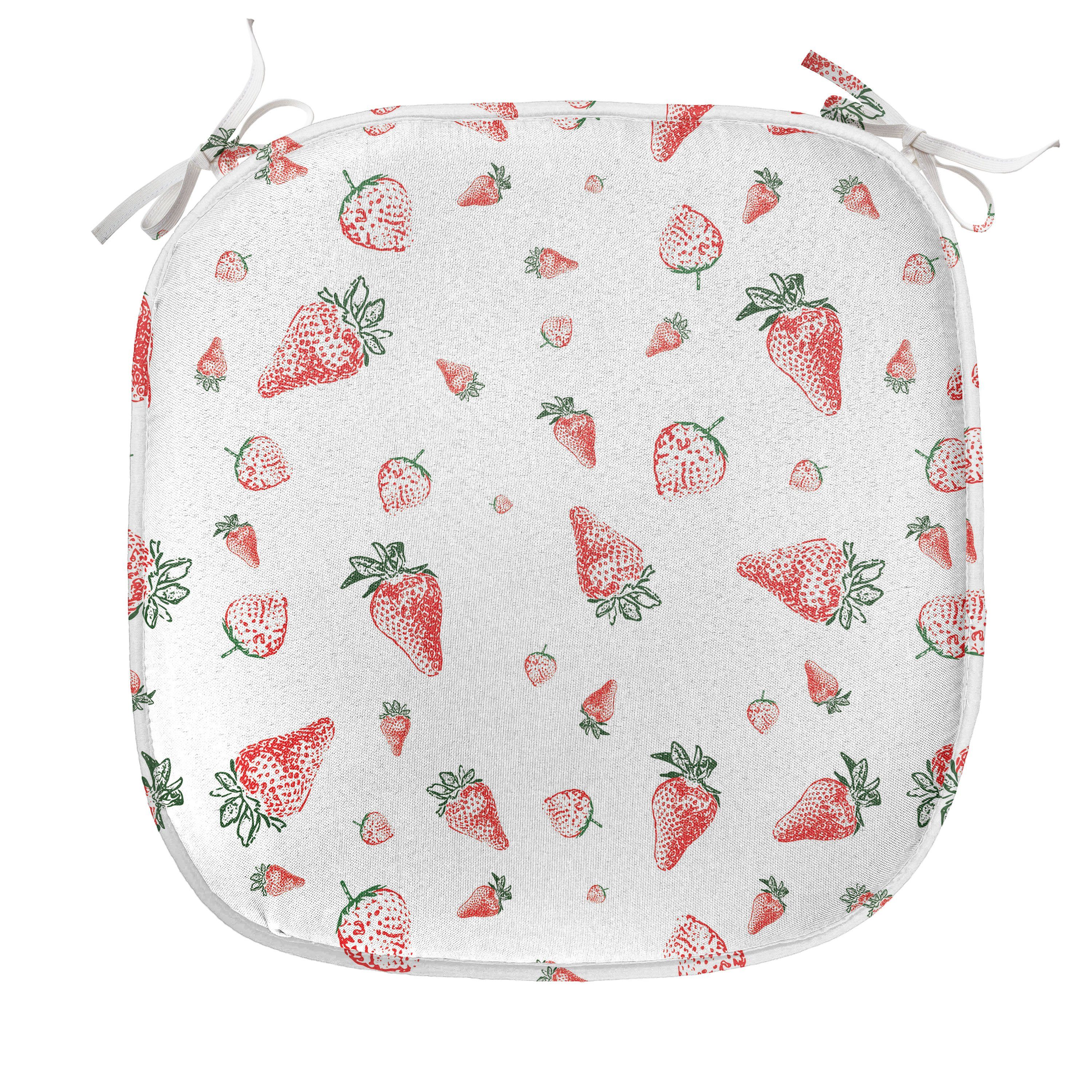 Erdbeere Abakuhaus wasserfestes Frucht-Muster für Stuhlkissen Küchensitze, mit Grunge Riemen Dekoratives Kissen