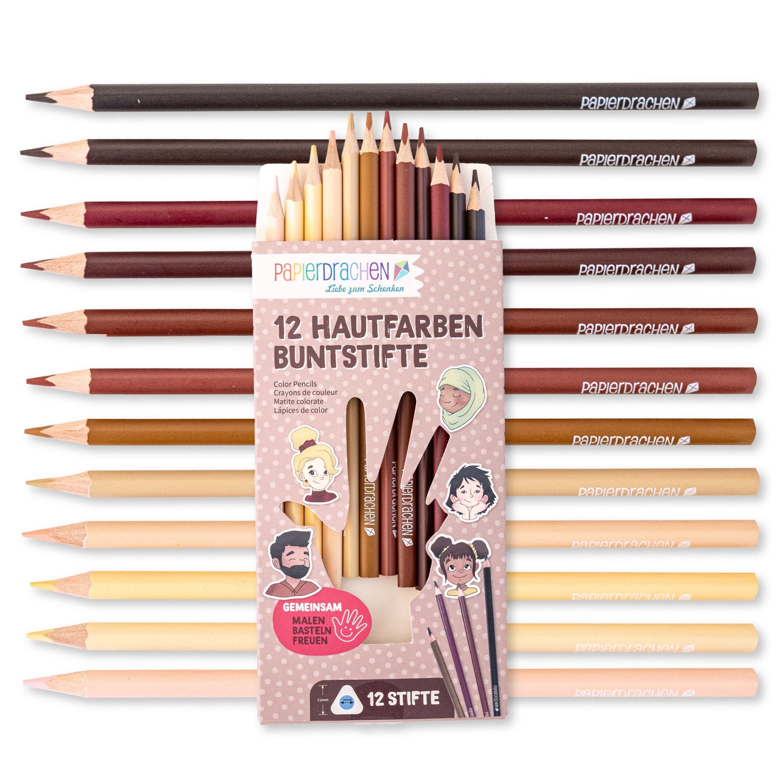 PAPIERDRACHEN Buntstift 12 Buntstifte für Porträts