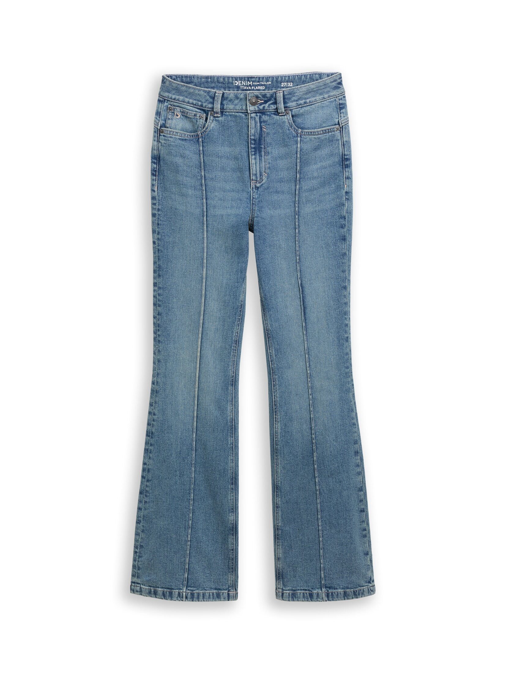 TOM TAILOR Denim Weite Jeans Jeanshosen TTAVA FLARED Jeans im Vintage-Look
