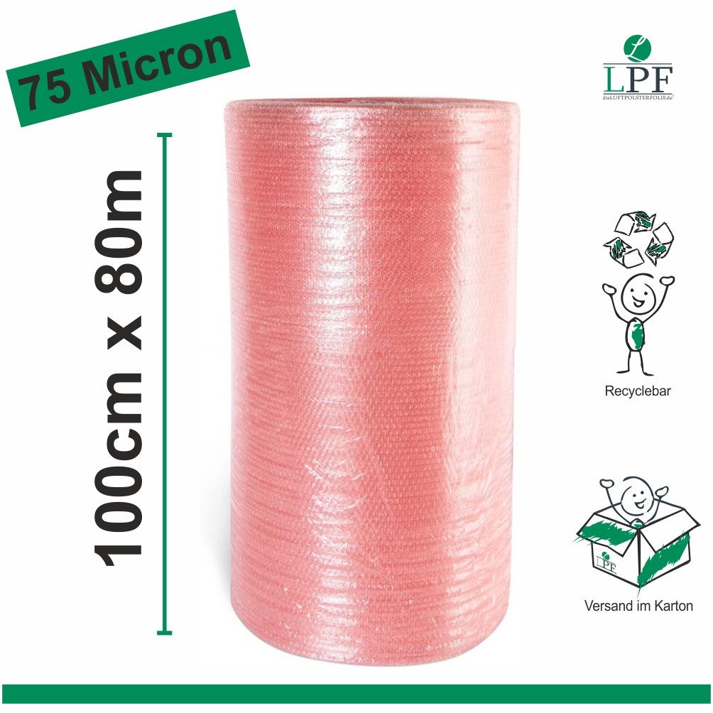 Schutzfolie Luftpolsterfolie LPF75 Breite 100 cm x Länge 80 m / 75 my Rolle