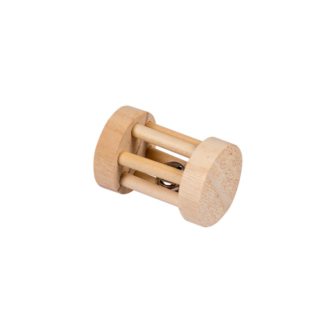 DUVO+ Tier-Beschäftigungsspielzeug Duvoplus Holzspielrolle mit Glöckchen Maße: 3,5 x 5cm