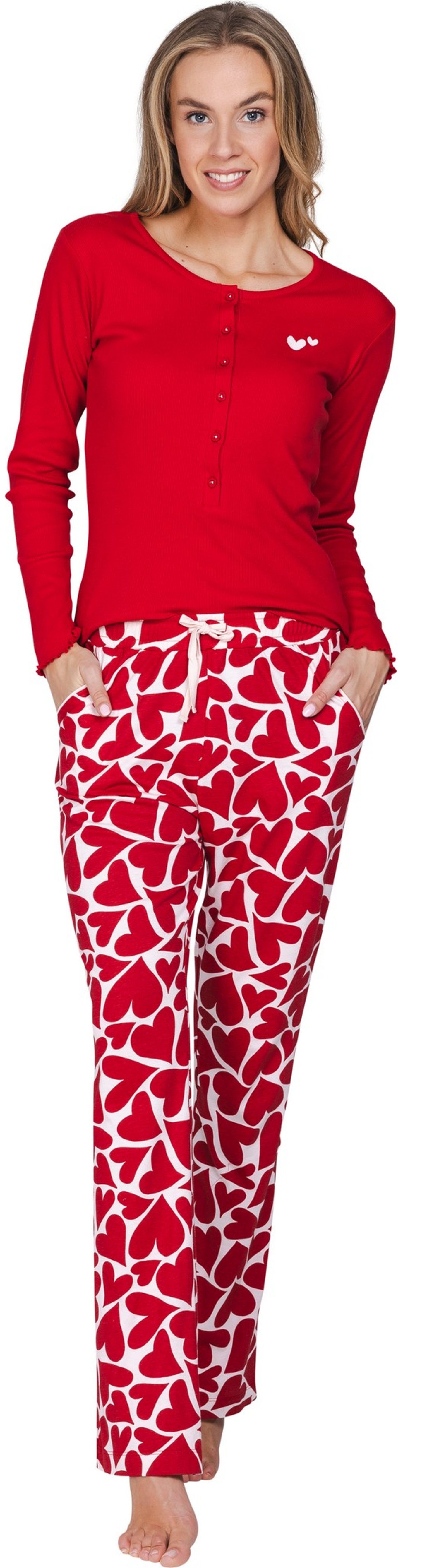 Rebelle Schlafanzug Damen Pyjama Herzen (2 tlg) Modisches Design