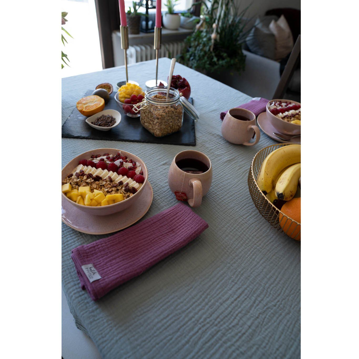 hutch&putch Tischdecke Musselin-Tischdecke "Angelina" • Aquamarine (1-tlg)