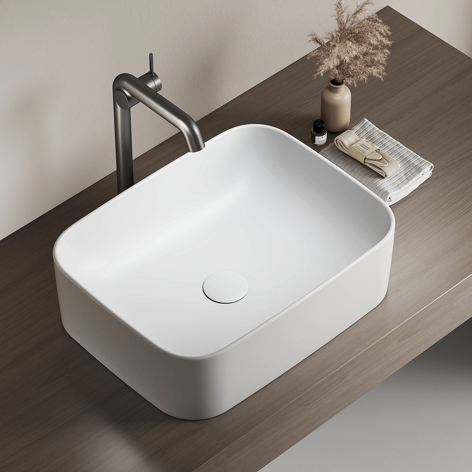 EMKE Aufsatzwaschbecken Eckiger Waschbecken Keramik Waschbecken günstig online kaufen