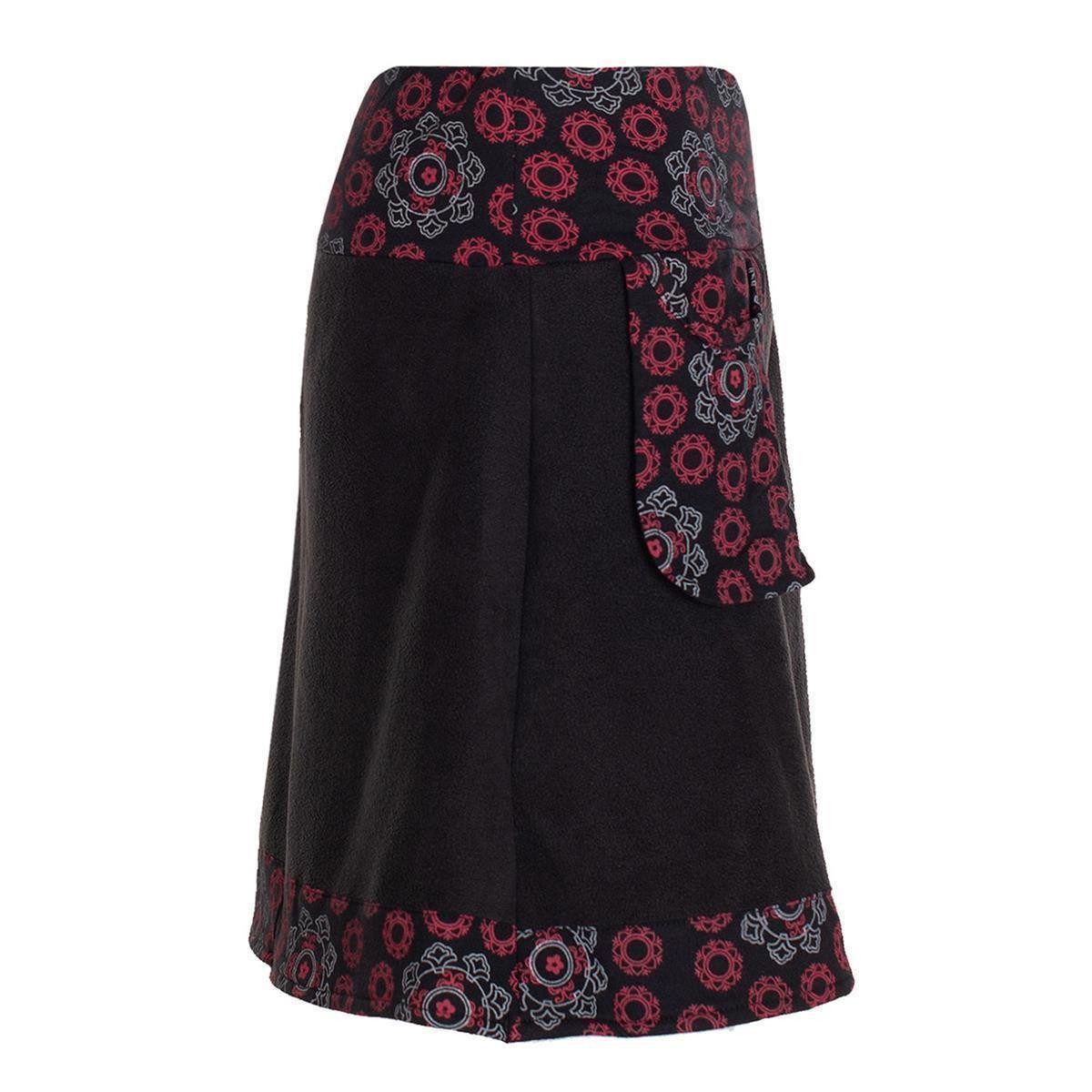 Vishes Minirock Thermorock warmer Side-Bag Damen Winterrock kurz Fleece Hippie, Goa, Retro Style