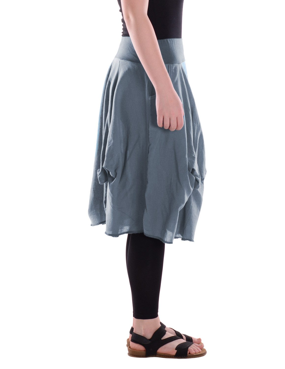 Vishes Sommerrock Damen knielanger Rock Baumwolle Vintage, Retro extra breiter Bund Alternative Bekleidung, Ethno, Hippie, Retro Style