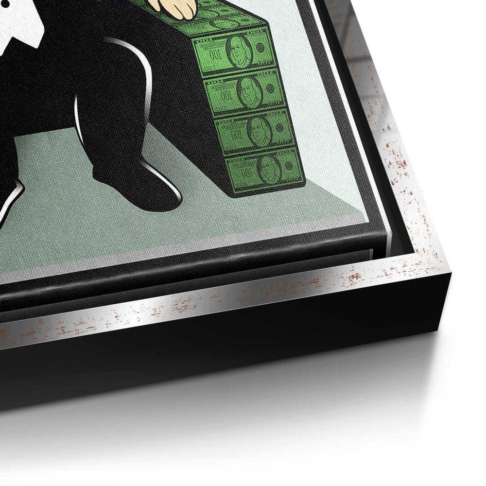 Rahmen - - Er Cash Motivationsbild Leinwandbild, Premium DOTCOMCANVAS® Leinwandbild Art is - King Pop - ohne