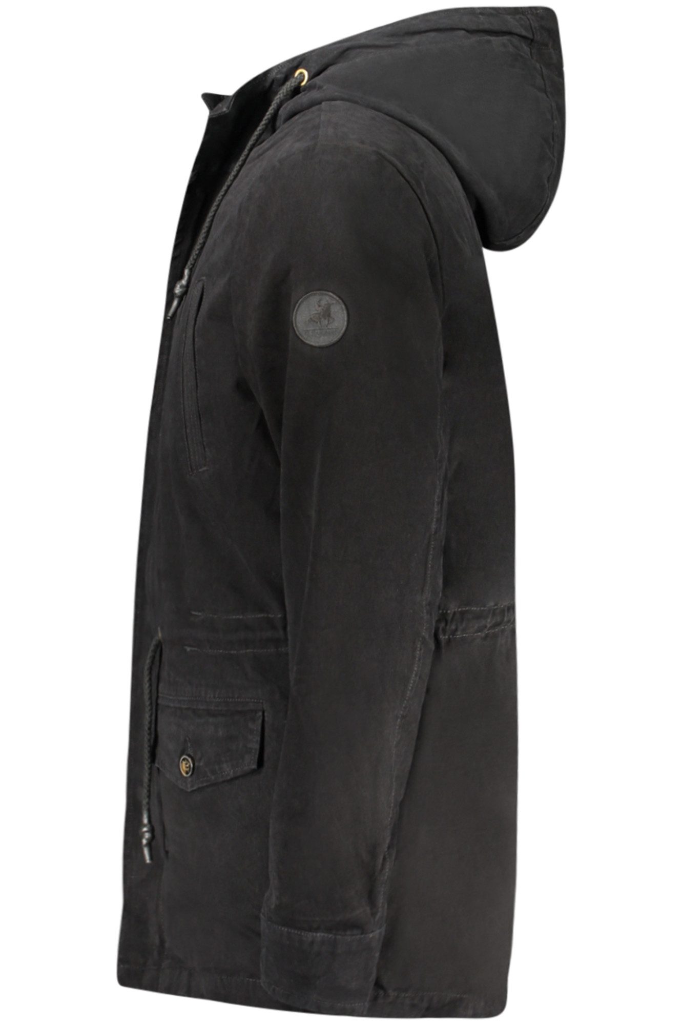 U.S. GRAND POLO Outdoorjacke Elegante schwarze Herrenjacke: Parka mit Kapuze und abnehmbarem Futter