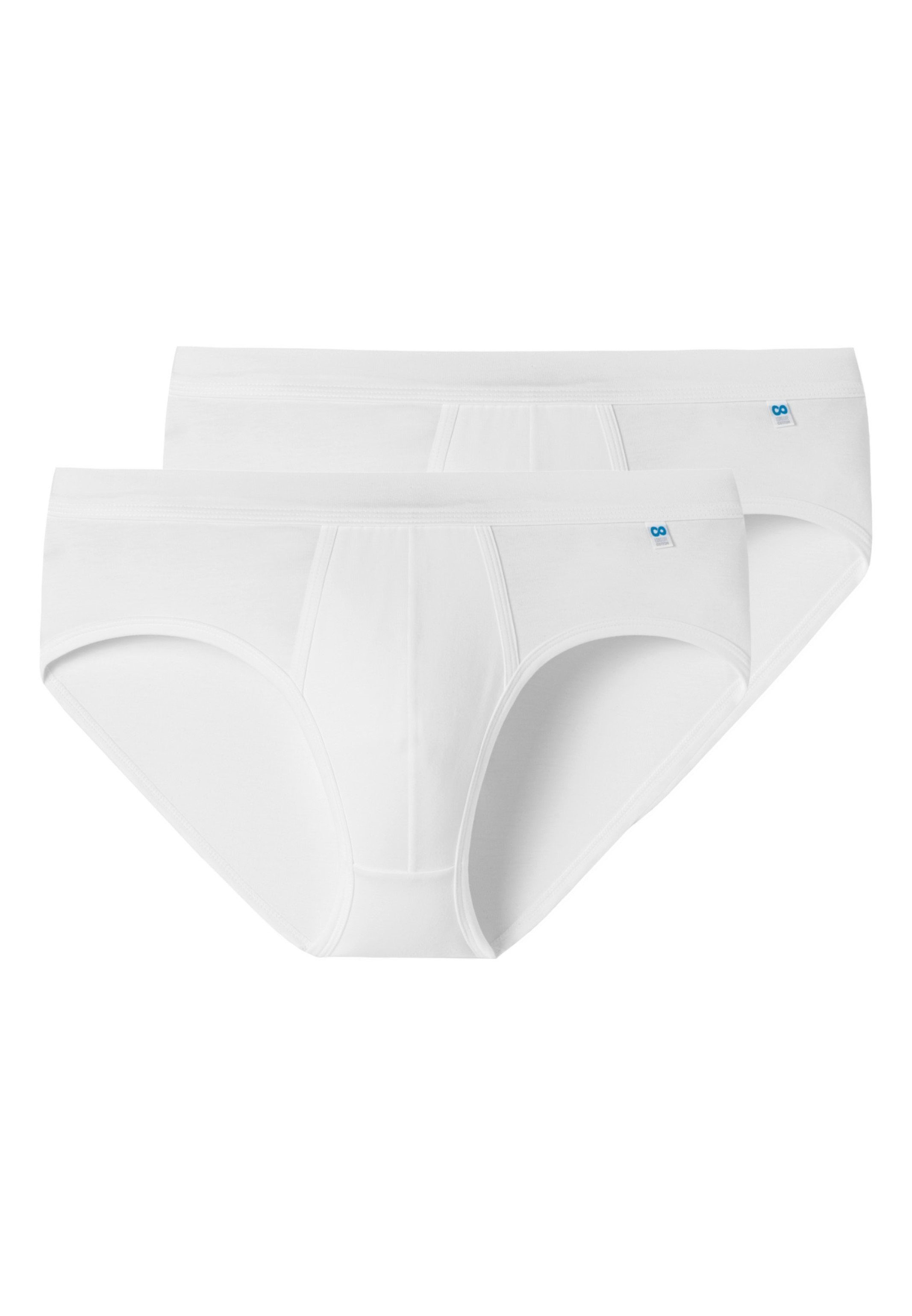 Perfekte 2er Slip Passform Schiesser Unterhose - 2-St) Slip Pack / Life - Baumwolle Cotton Weiß Mit Eingriff Long (Spar-Set, -