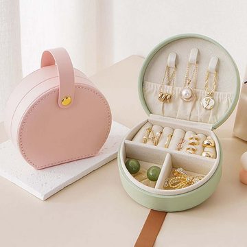 FIDDY Schmuckkassette Tragbare Aufbewahrungsbox für Damenschmuck, (1 St), Schmuckschatulle für Halsketten,Ringe und Ohrringe,geeignet für Reisen