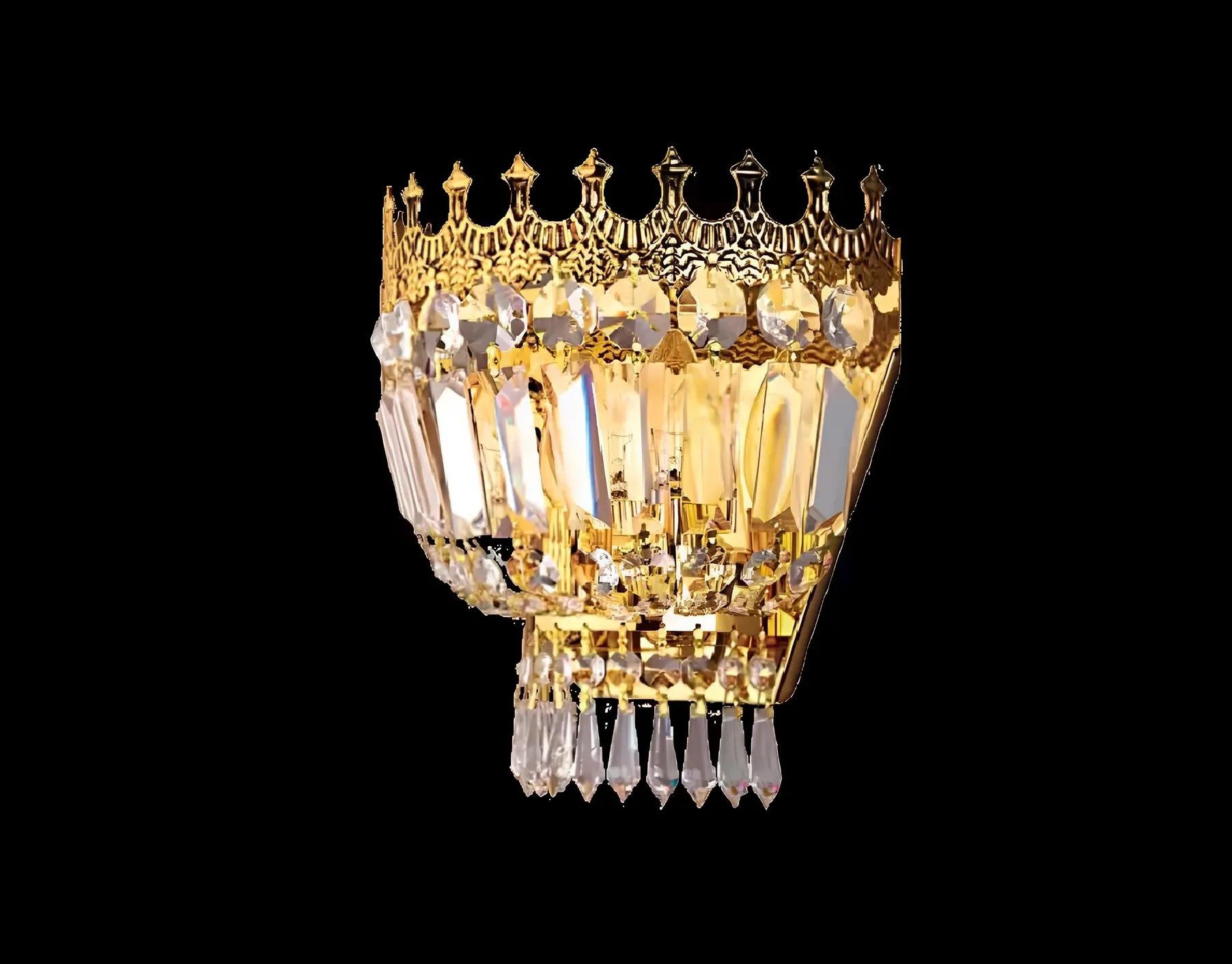 JVmoebel Wandleuchte Kristall Wandlampe in Gold mit Lüster-Design, Keine Funktionen, Leuchtmittel wechselbar, Made in Europa
